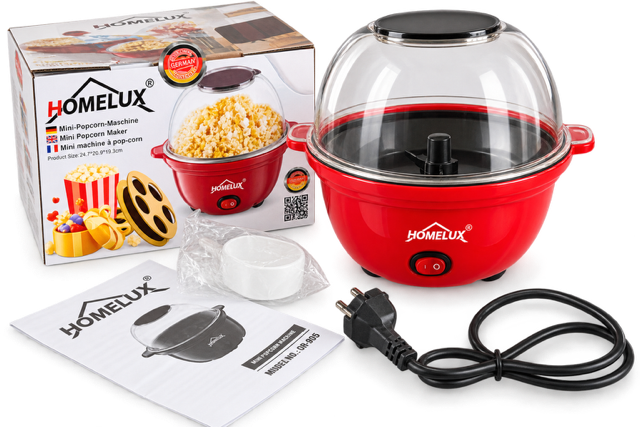 homelux elektrische popcornmaker -rood