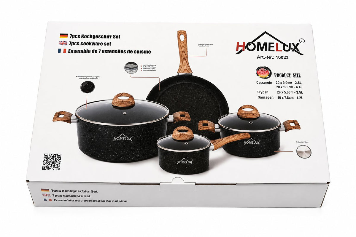 Homelux 7-Delige Pannenset +gratis messenset