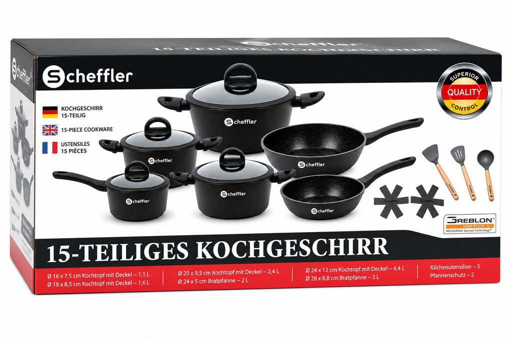 Scheffler 15-delige pannenset – Complete kookset