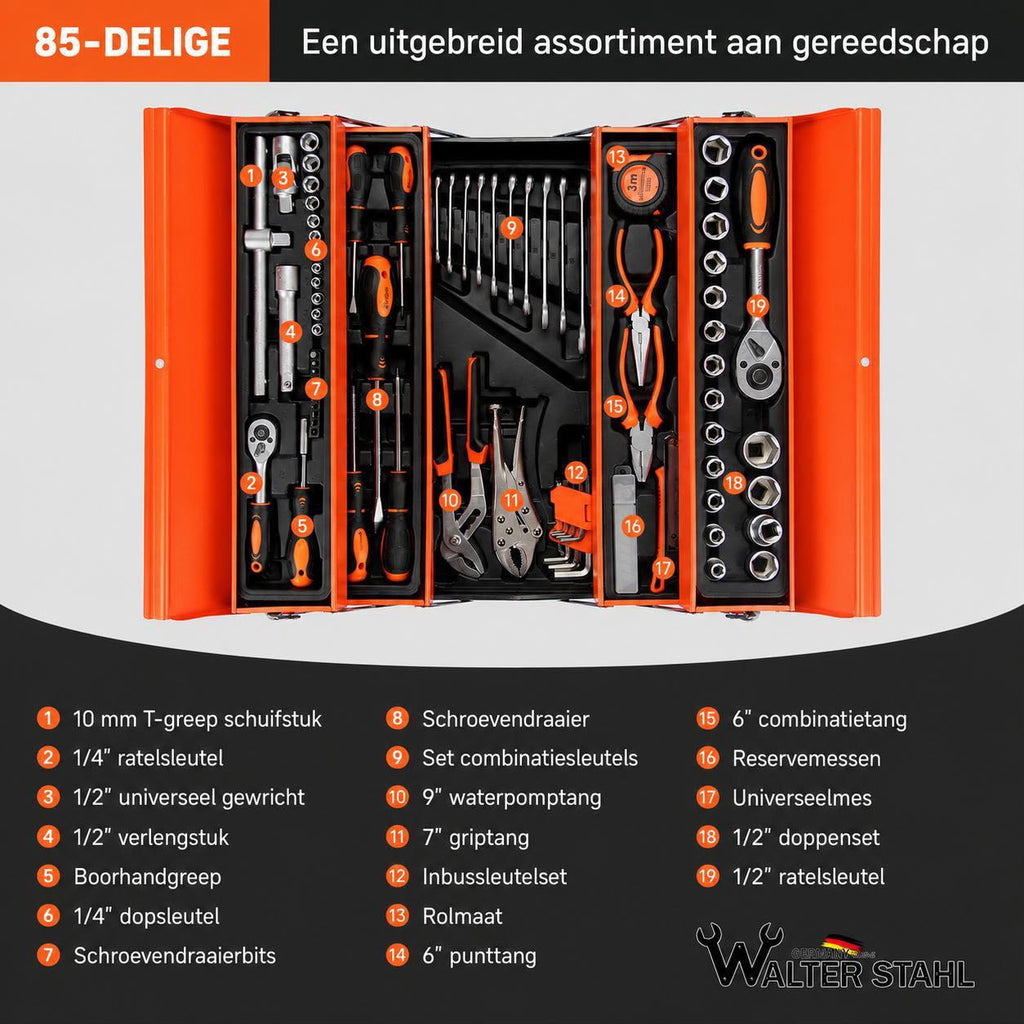 85-delige gereedschapskist – compleet & overzichtelijk