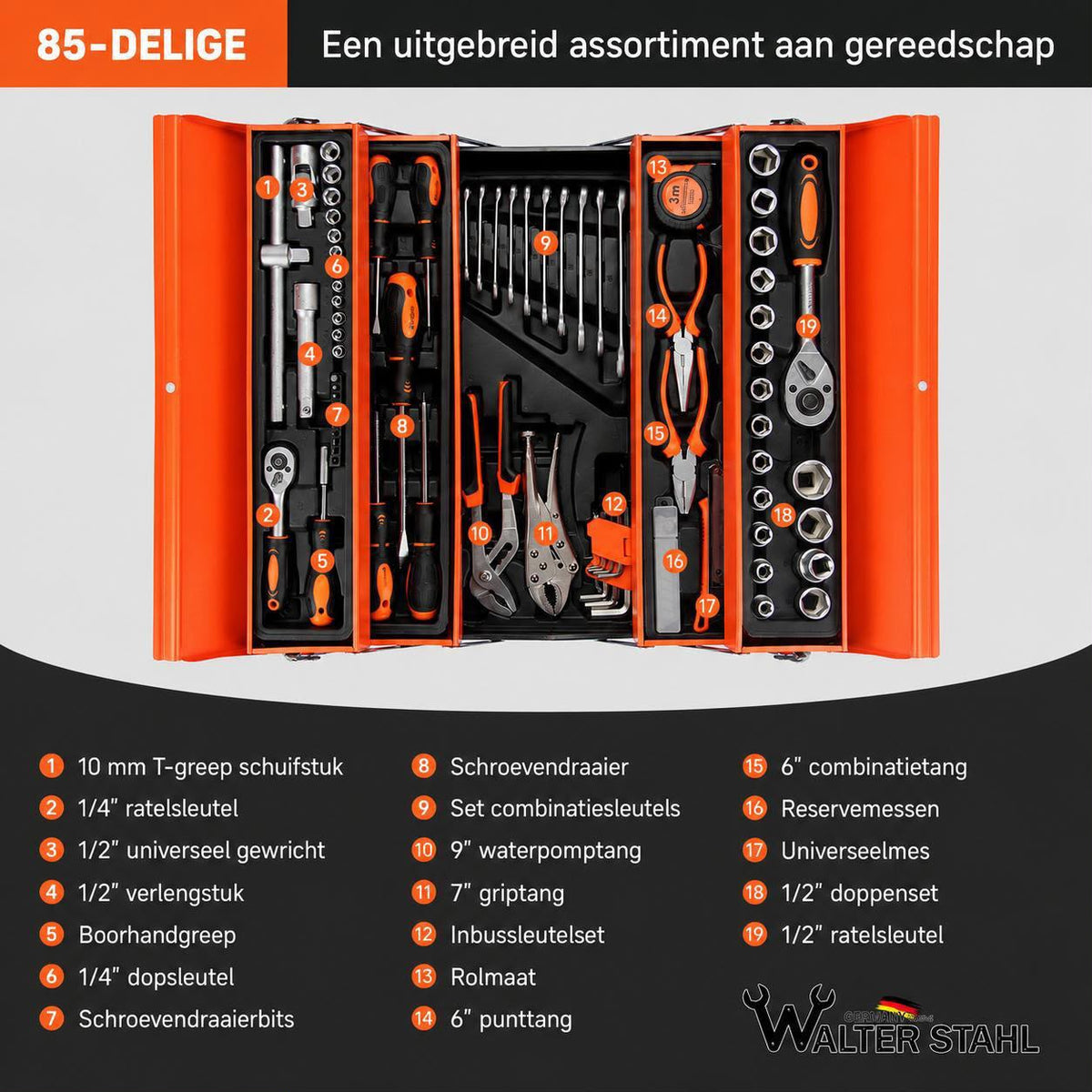 85-delige gereedschapskist – compleet & overzichtelijk