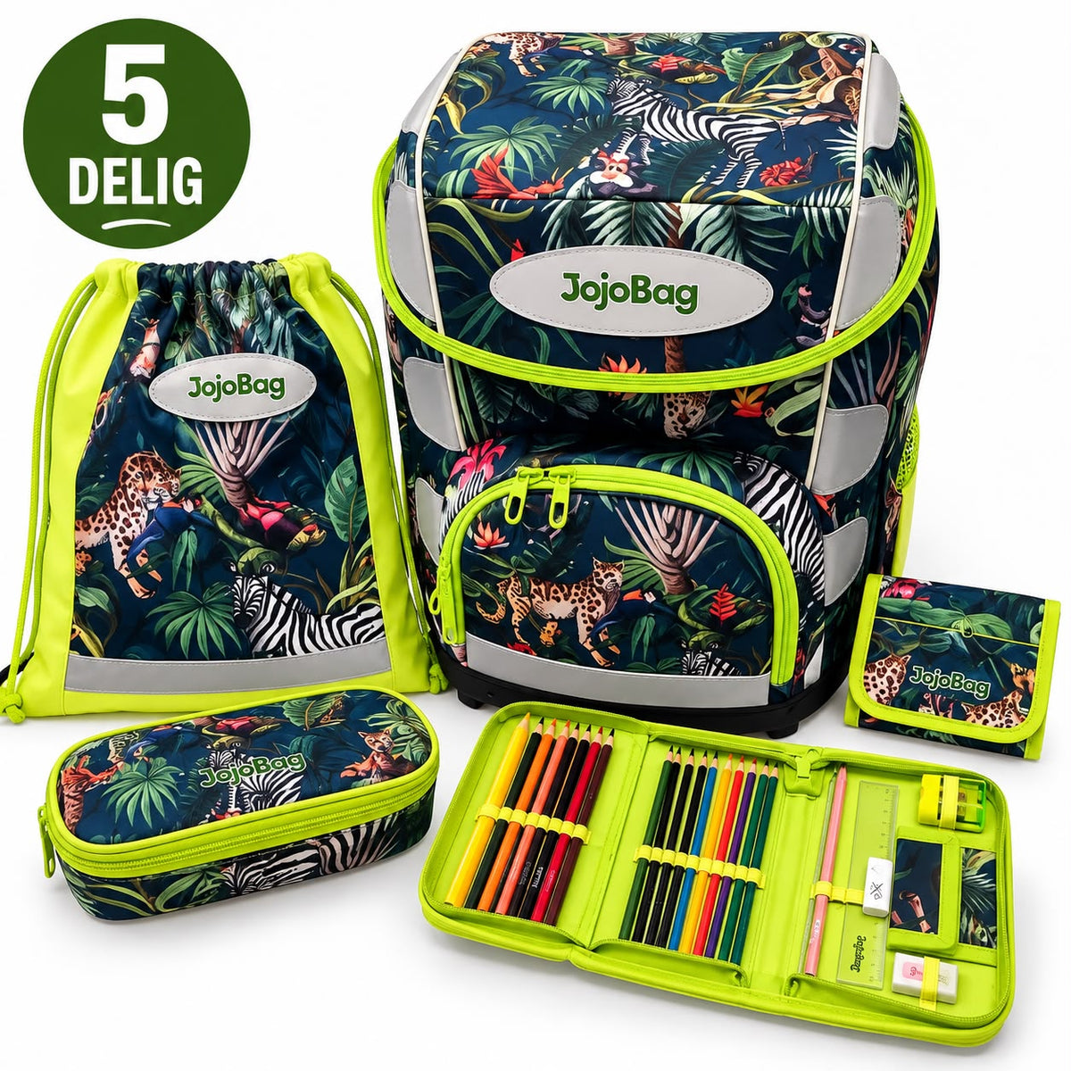 JojoBag 5-delige schoolrugzak – Jungle