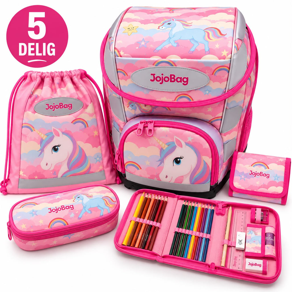 JojoBag 5-delige schoolrugzak – Eenhoorn